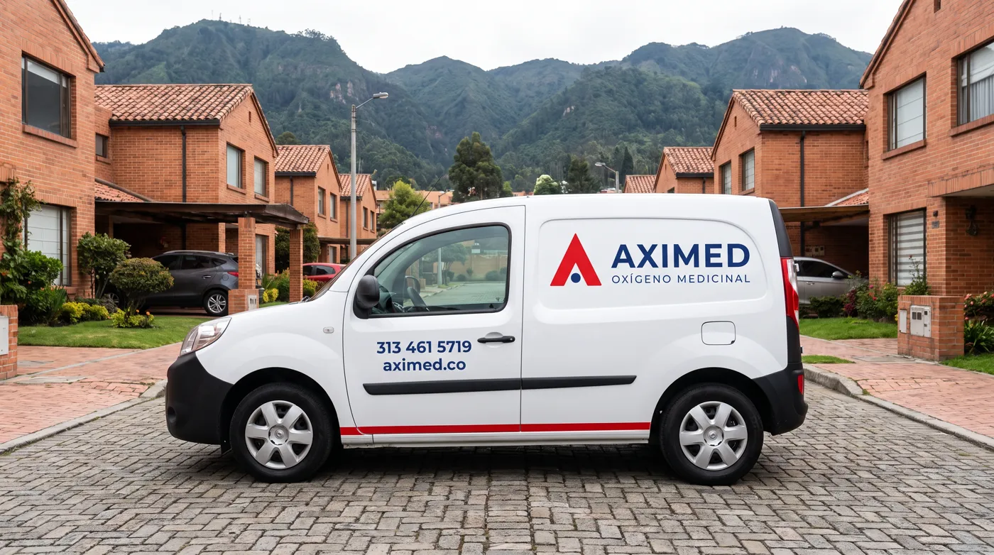 Van blanca con la marca nueva de AXIMED