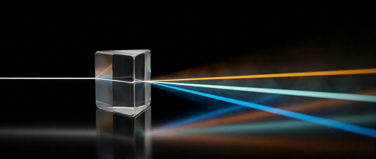 Prisma que separa un rayo de luz en tres colores